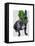 French Bulldog with Green Top Hat and Moustache-Fab Funky-Framed Stretched Canvas