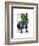 French Bulldog with Green Top Hat and Moustache-Fab Funky-Framed Art Print