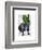 French Bulldog with Green Top Hat and Moustache-Fab Funky-Framed Art Print