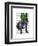 French Bulldog with Green Top Hat and Moustache-Fab Funky-Framed Art Print