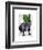 French Bulldog with Green Top Hat and Moustache-Fab Funky-Framed Art Print