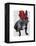 French Bulldog with Red Top Hat and Moustache-Fab Funky-Framed Stretched Canvas