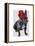French Bulldog with Red Top Hat and Moustache-Fab Funky-Framed Stretched Canvas