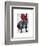 French Bulldog with Red Top Hat and Moustache-Fab Funky-Framed Art Print