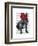 French Bulldog with Red Top Hat and Moustache-Fab Funky-Framed Art Print