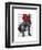 French Bulldog with Red Top Hat and Moustache-Fab Funky-Framed Art Print