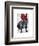 French Bulldog with Red Top Hat and Moustache-Fab Funky-Framed Art Print