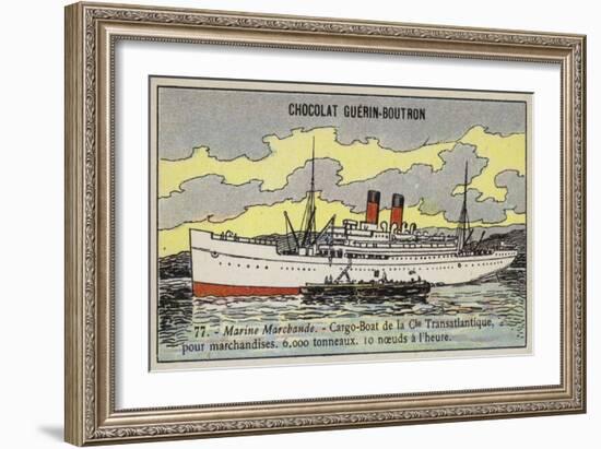 French Cargo Ship of the Compagnie Transatlantique-null-Framed Giclee Print