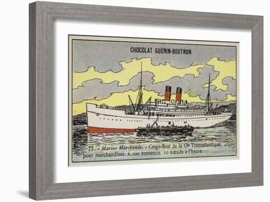 French Cargo Ship of the Compagnie Transatlantique-null-Framed Giclee Print