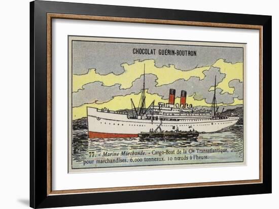 French Cargo Ship of the Compagnie Transatlantique-null-Framed Giclee Print