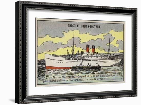 French Cargo Ship of the Compagnie Transatlantique-null-Framed Giclee Print