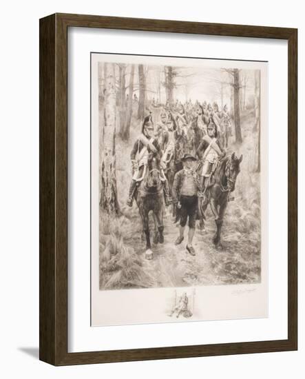 French Cavalry Traveling Through Woods with Guide-Jean-Louis Ernest Meissonier-Framed Giclee Print