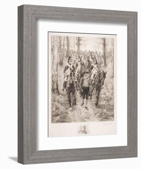 French Cavalry Traveling Through Woods with Guide-Jean-Louis Ernest Meissonier-Framed Giclee Print