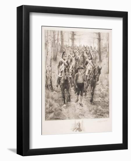French Cavalry Traveling Through Woods with Guide-Jean-Louis Ernest Meissonier-Framed Giclee Print