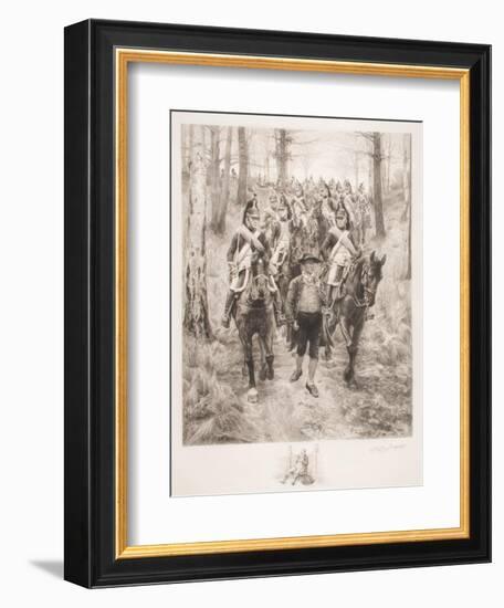 French Cavalry Traveling Through Woods with Guide-Jean-Louis Ernest Meissonier-Framed Giclee Print