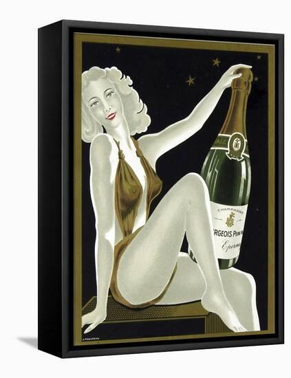 French Champagne-Vintage Apple Collection-Framed Premier Image Canvas