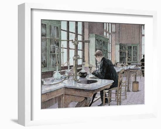 French Chemist and Bacteriologist. Study of Microbes in the Pasteur Institute-Prisma Archivo-Framed Photographic Print