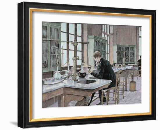 French Chemist and Bacteriologist. Study of Microbes in the Pasteur Institute-Prisma Archivo-Framed Photographic Print