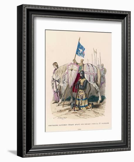 French Chevalier Banneret (Horseman Carrying a Banner) Prays Before Leaving for the Second Crusade-Philippoteaux-Framed Photographic Print