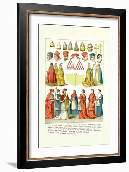 French Clergy Headwear and Vestments-null-Framed Art Print