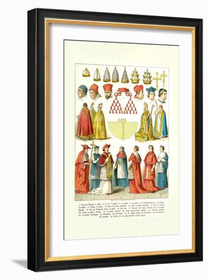 French Clergy Headwear and Vestments-null-Framed Art Print