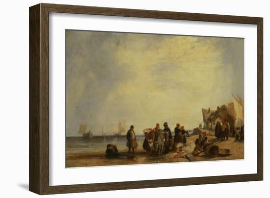 French Coast with Fishermen-Richard Parkes Bonington-Framed Giclee Print