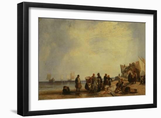 French Coast with Fishermen-Richard Parkes Bonington-Framed Giclee Print