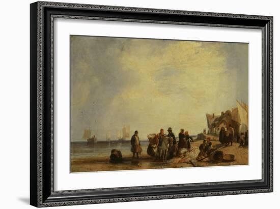 French Coast with Fishermen-Richard Parkes Bonington-Framed Giclee Print
