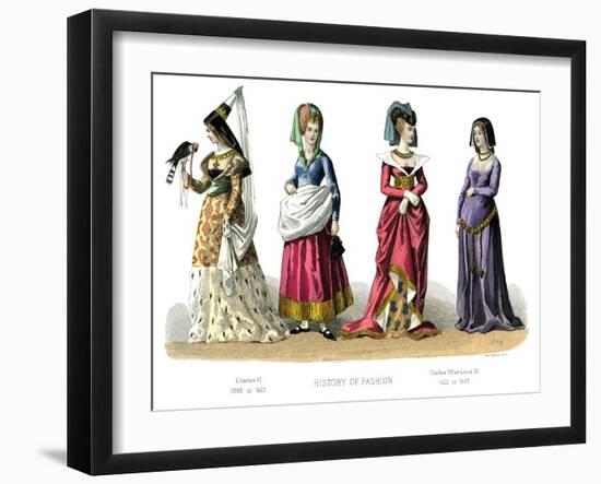 French Costume: Charles VI, Charles VII, Louis XI-null-Framed Giclee Print