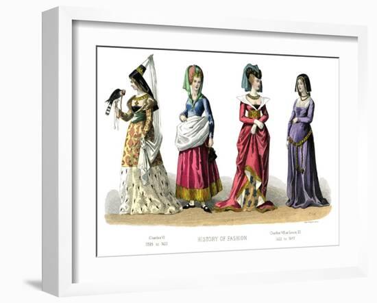 French Costume: Charles VI, Charles VII, Louis XI-null-Framed Giclee Print