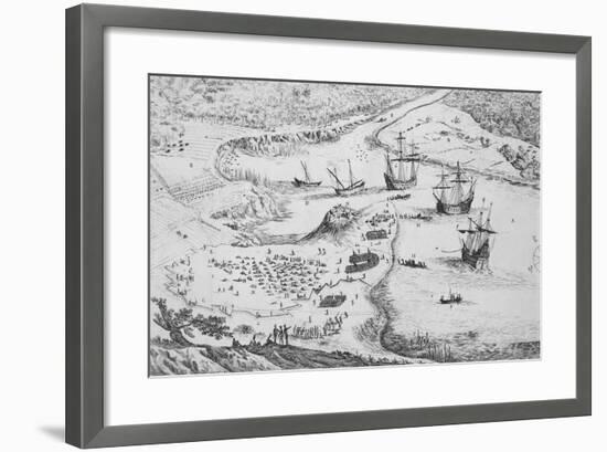 French Disembarking on Cayenne Island by Isreal Silvestre-null-Framed Giclee Print