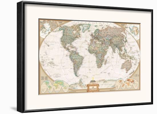 French Executive World Map Framed Art Print National Geographic