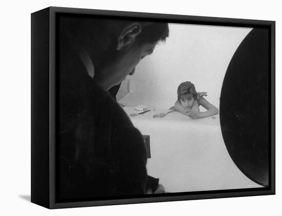 French Fashion Model Marie Helene Arnaud Posing For an Advertisement-Loomis Dean-Framed Premier Image Canvas