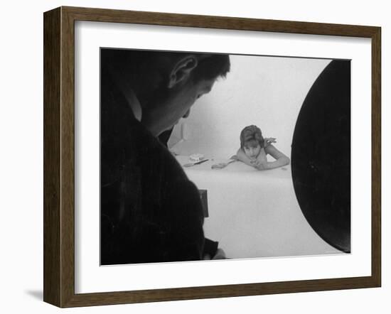 French Fashion Model Marie Helene Arnaud Posing For an Advertisement-Loomis Dean-Framed Photographic Print
