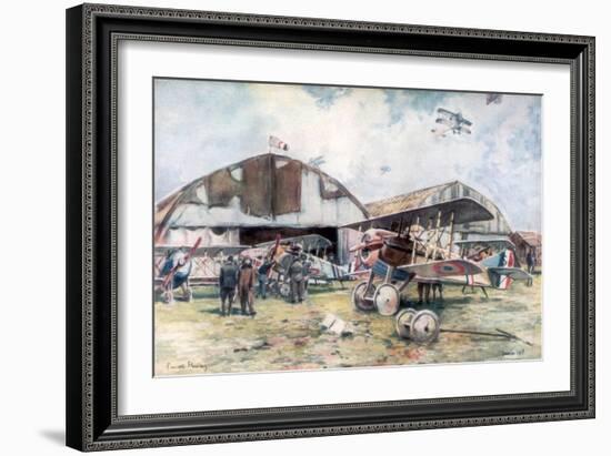 French Fighter Squadron Aerodrome, 1918-Francois Flameng-Framed Giclee Print