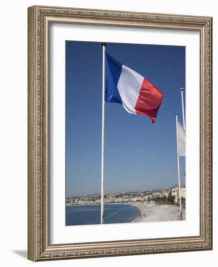 French Flag, Nice, Alpes Maritimes, Provence, Cote d'Azur, French Riviera, France-Angelo Cavalli-Framed Photographic Print