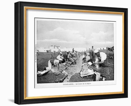 French Foreign Legion Doing their Washing, Casablanca, Morocco, 20th Century-Boussuge-Framed Giclee Print