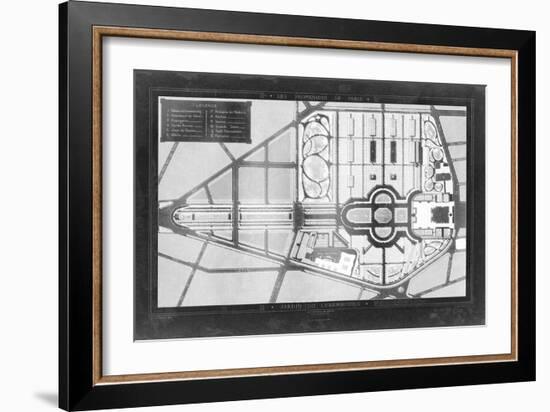 French Garden Blueprint II-null-Framed Art Print