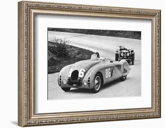 'French Grand Prix, 1936: A new streamlined Bugatti, followed by a Riley', 1936, (1937)-Unknown-Framed Photographic Print