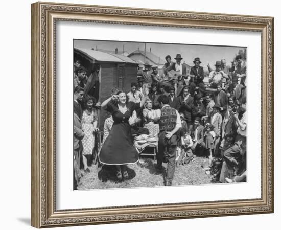 French Gypsies Playing Music and Dancing-Yale Joel-Framed Photographic Print