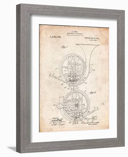 French Horn Instrument Patent-Cole Borders-Framed Art Print