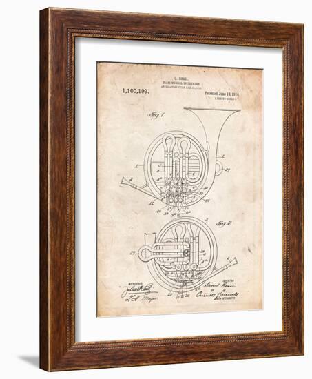 French Horn Instrument Patent-Cole Borders-Framed Art Print