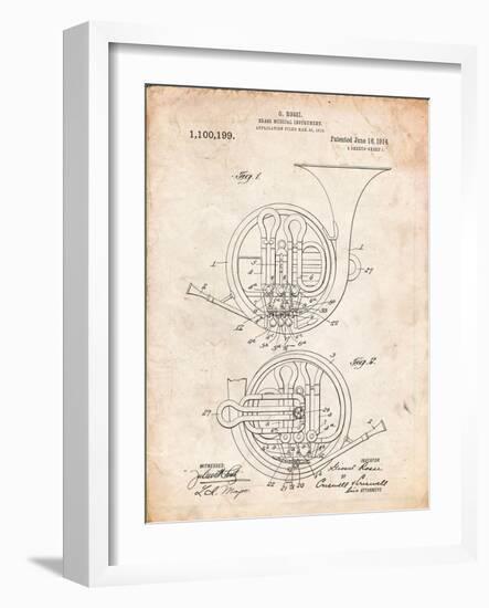 French Horn Instrument Patent-Cole Borders-Framed Art Print