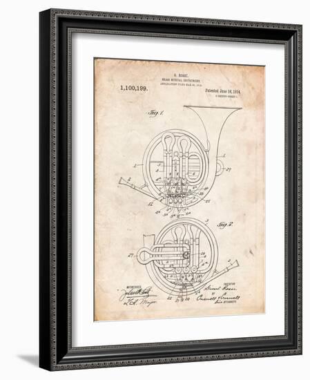 French Horn Instrument Patent-Cole Borders-Framed Art Print