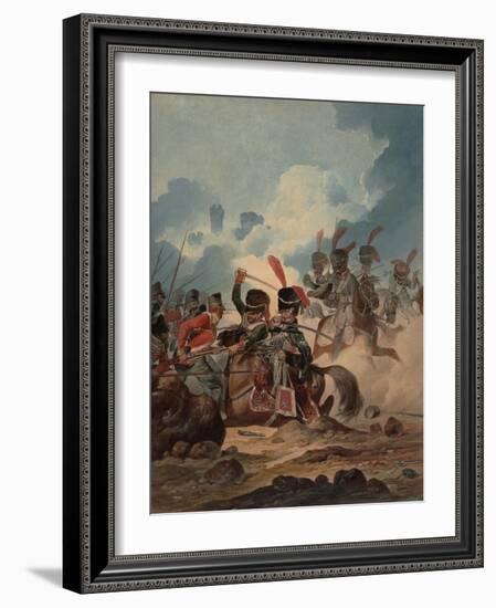 French Horse Artillery of the Guard Attacked by British Infantry at the Battle of Waterloo, 1815-Denis Dighton-Framed Giclee Print