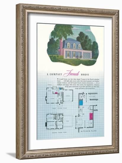 French House and Floor Plan-null-Framed Art Print