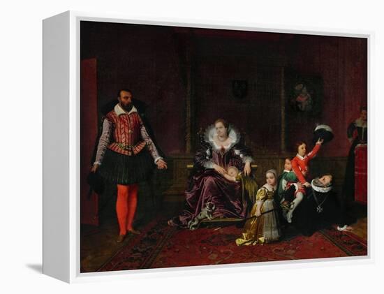 French King Henri IV Plays with His Children as the Spanish Ambassador Enters-Jean-Auguste-Dominique Ingres-Framed Premier Image Canvas
