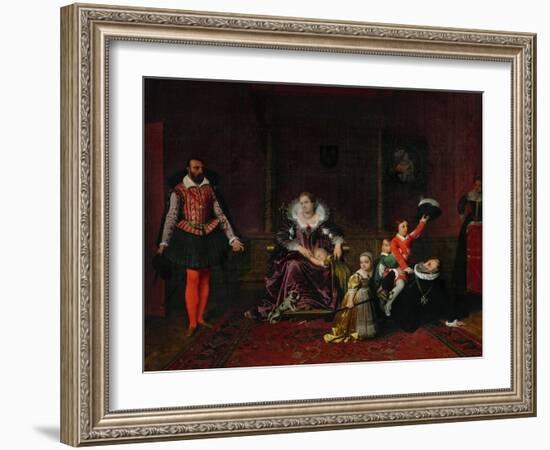 French King Henri IV Plays with His Children as the Spanish Ambassador Enters-Jean-Auguste-Dominique Ingres-Framed Giclee Print