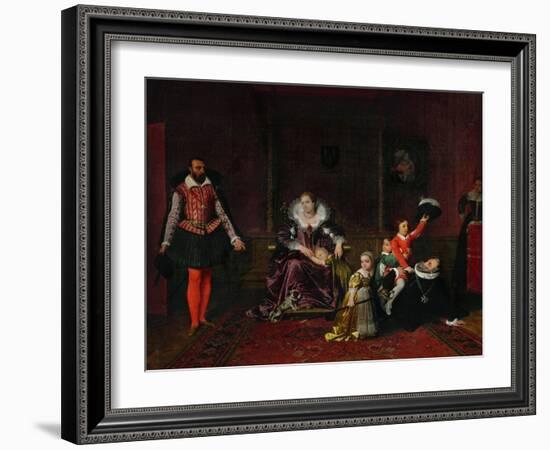 French King Henri IV Plays with His Children as the Spanish Ambassador Enters-Jean-Auguste-Dominique Ingres-Framed Giclee Print