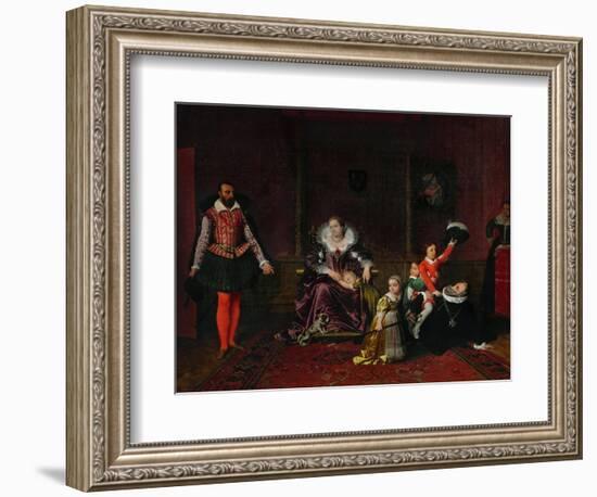 French King Henri IV Plays with His Children as the Spanish Ambassador Enters-Jean-Auguste-Dominique Ingres-Framed Giclee Print